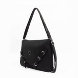 Mbellished Black PU Shoulder Bag