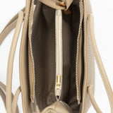 Beige Textured Polyurethane Tote Bag