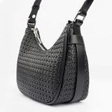 Black Textured Travel Shoulder Bag