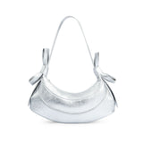 Silver Korean-Inspired Dumpling Shoulder Bag