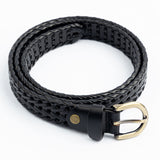 Braided Leatherette Belt with Antique Brass Buckle