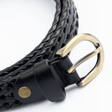 Braided Leatherette Belt with Antique Brass Buckle