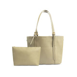 Olive Structured Tote Bag with Detachable Pouch