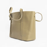 Olive Structured Tote Bag with Detachable Pouch