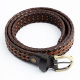 Braided Leatherette Belt with Antique Brass Buckle