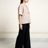 Wide-legged Thread-textured Trousers