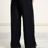 Wide-legged Thread-textured Trousers