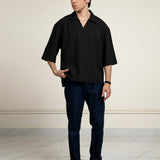 Black Loose Fit Linen Shirt