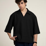 Black Loose Fit Linen Shirt