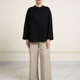 Cotton-linen half Placket Shirt