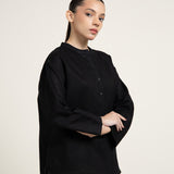 Cotton-linen half Placket Shirt