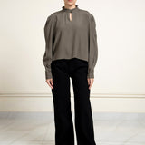 Frill Neck Crepe Shirt