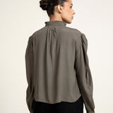Frill Neck Crepe Shirt