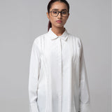 Poplin Cotton Pleated Shirt