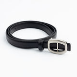 Sleek Polyurethane Leather Belt with Brushed Buckle