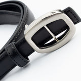 Sleek Polyurethane Leather Belt with Brushed Buckle