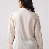 Cotton-Silk Pleated Drape Blouse