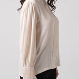 Cotton-Silk Pleated Drape Blouse