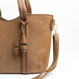 Brown Chic Tote with Tassel Detailing