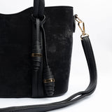 Black Chic Tote with Tassel Detailing
