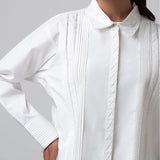 Poplin Cotton Pleated Shirt