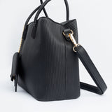 Black Textured Polyurethane Tote Bag