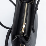 Black Textured Polyurethane Tote Bag