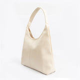 Cream Sleek Tote in Smooth Faux Leather