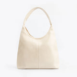 Cream Sleek Tote in Smooth Faux Leather