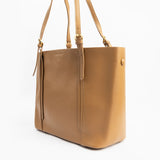 Beige Structured Tote Bag with Detachable Pouch
