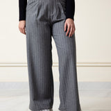 Pinstripe Wide-Leg Pants
