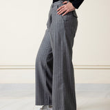 Pinstripe Wide-Leg Pants
