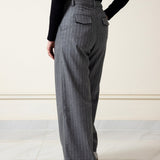 Pinstripe Wide-Leg Pants