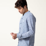 Band Neck Cotton-Linen Shirt