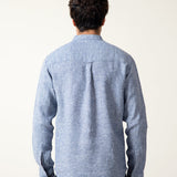 Band Neck Cotton-Linen Shirt