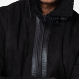 Leather Placket Zipper Suede Jacket