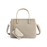 Beige Textured Polyurethane Tote Bag