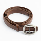 Sleek Polyurethane Leather Belt with Brushed Buckle