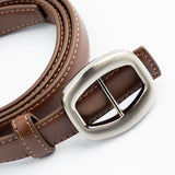 Sleek Polyurethane Leather Belt with Brushed Buckle