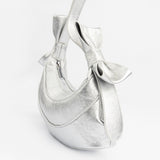 Silver Korean-Inspired Dumpling Shoulder Bag