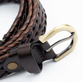 Braided Leatherette Belt with Antique Brass Buckle