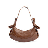 Brown Korean-Inspired Dumpling Shoulder Bag