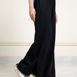 Wide-legged Thread-textured Trousers