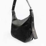 Black Crescent Bag in Textured Eco-Leather