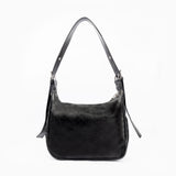 Black Crescent Bag in Textured Eco-Leather