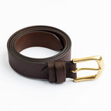 Brown Leatherette Belt with Brushed Buckle