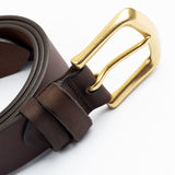 Brown Leatherette Belt with Brushed Buckle