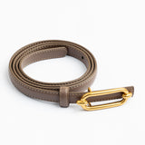 Brown Polyurethane Leather Belt with Oval Buckle