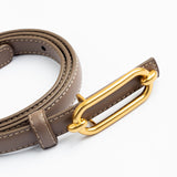 Brown Polyurethane Leather Belt with Oval Buckle