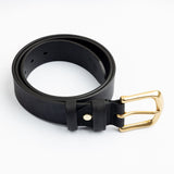 Black Leatherette Belt with Brushed Buckle
